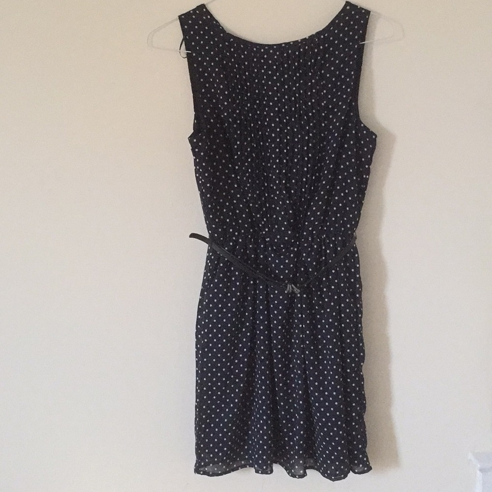 NWT polka dotted navy blue dress, size M.
